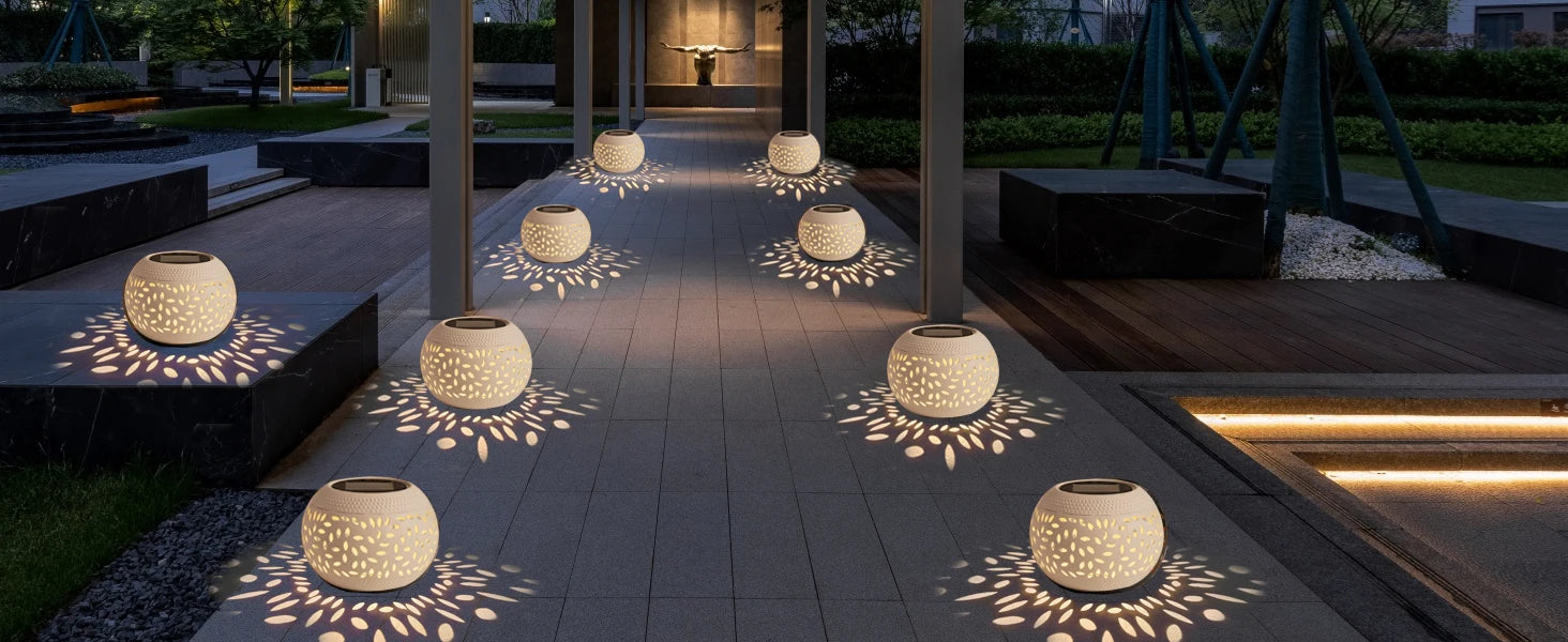 Solar Table Lanterns Outdoor Waterproof - LED Lamp White Metal Table Lights -Solar Powered Decorative Lantern for Desk Patio