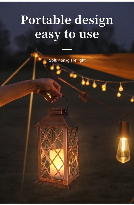 New Solar Palace Lantern Outdoor Solar Lights Lawn Landscape Hanging Atmosphere Candle Lamp Waterproof Floor Yard Garden Decor