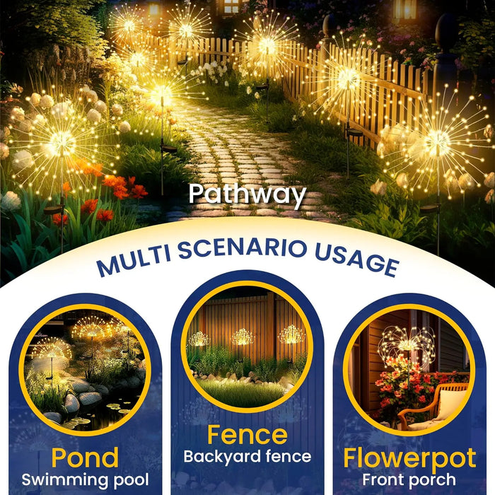 Garden Decoration Solar Light for Outdoors DIY Dandelion Solar Plug Garden Lighting Weatherproof Solar Fireworks Lamp Patio Lawn