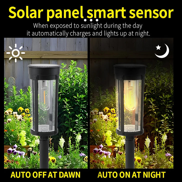 Retro Solar Pathway Warm Lights Outdoor Waterproof Solar Powered Garden for Walkway Yard Backyard Landscape Lighting Decorative