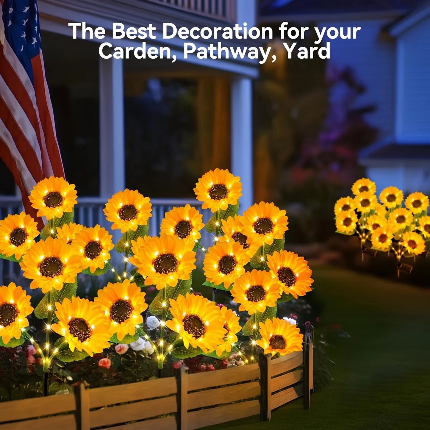 Solar Sunflower Lawn Light Outdoor Garden Decorative LED Lights Landscape Porch Summer Decoration Light Sensor Auto Brightness