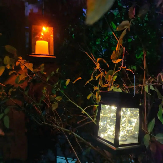 Waterproof Solar Hanging Lantern Hanging Luminous Simulated Candle Lanterns Atmosphere Night Lights Led Wind Lights Outdoor