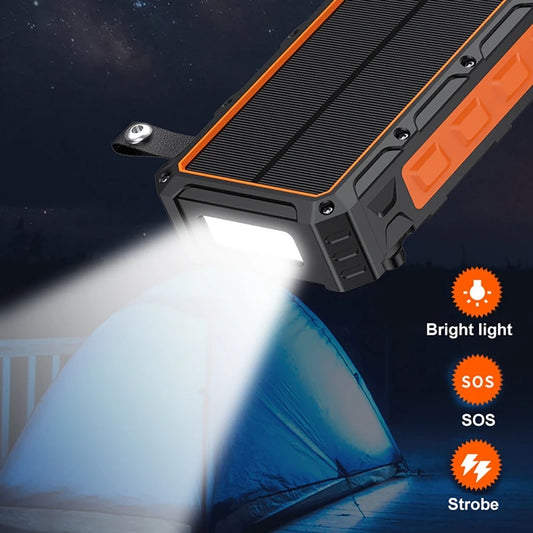 Portable Hand Crank Solar Power Bank With Light 20000mAh Large Capacity Fast Charging Mobile Power Supply Charger Station