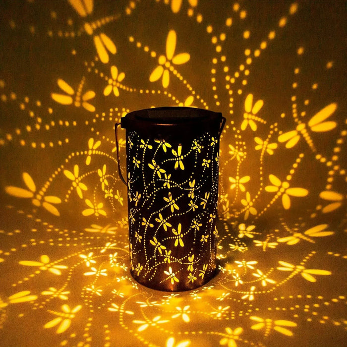 Solar Lantern Light Dragonfly Outdoor Hanging GardenMetal Decor Lanterns-Waterproof LED Decorative Lights