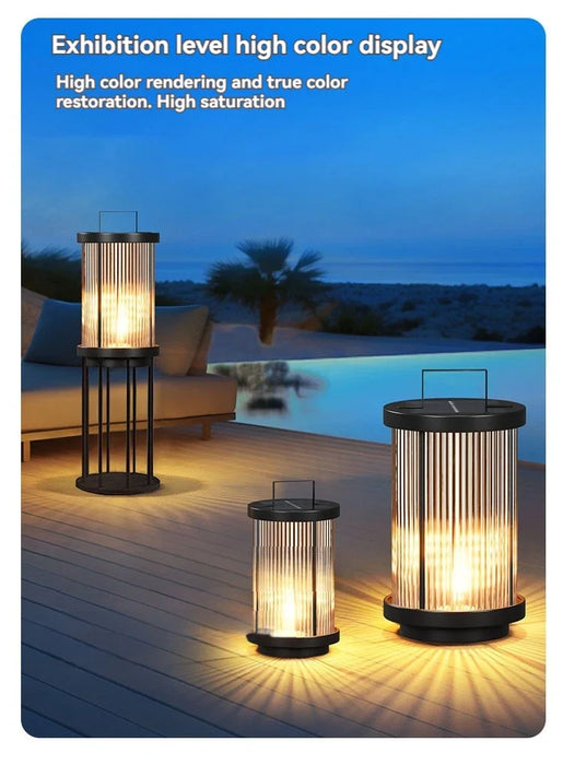 Modern Designer Solar Lamps Outdoor Waterproof Garden Glass Lanterns Street Villa Courtyard Lawn Balcony Decoration Floor Lights