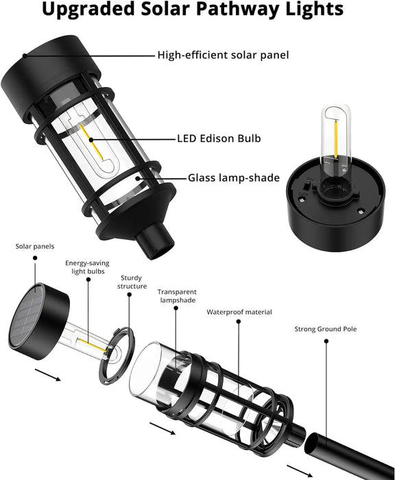 Solar Outdoor Lights Garden Lamp Solar Powered Waterproof Landscape Path Outdoor for Yard Backyard Lawn Patio Decorative