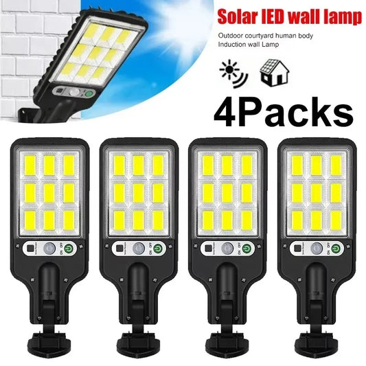 Solar Street Lights Outdoor 108COB LED Solar Wall Lamp With 3 Lighting Mode Motion Sensor Security for Garden Patio Path Yard