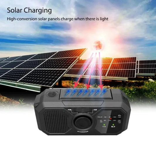 Portable Radio with Flashlights Durable Solar Powered Hand-Cranked Radio Wind Up Solar Radio for Outdoor Camping Survival