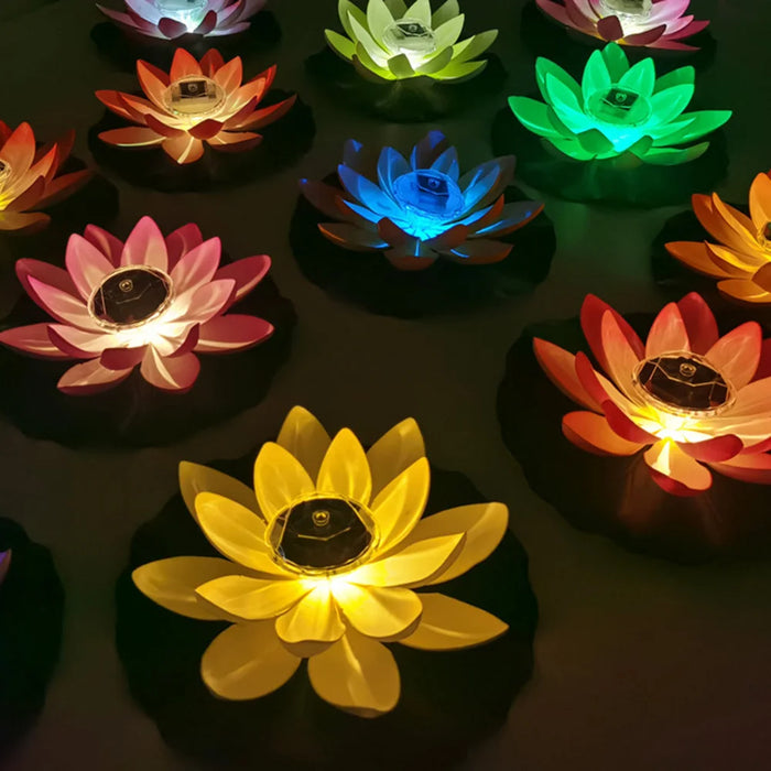 Artificial Floating Lotus Solar Powered Night Lights, Led Energy Saving Lamp, Garden Pool, Pond, Fountain Decor, Lantern Lights