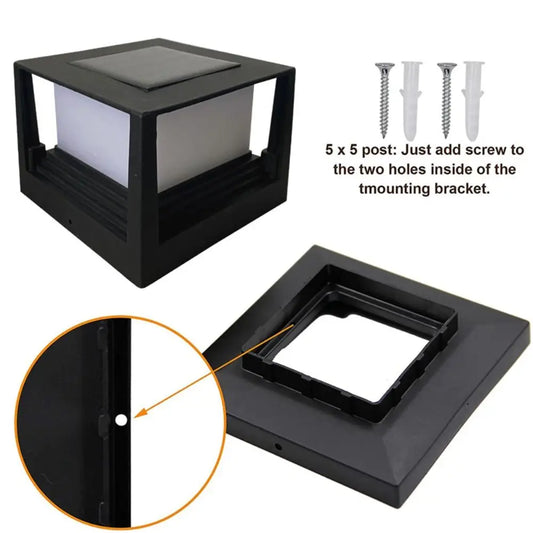Square Fence Gate Pillar Lamp Solar Powered Lighting Fence Post Light Waterproof LED Solar Column Light Courtyard