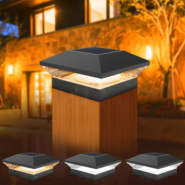 Solar Post Lamp 3000K 6000K Outdoor Garden Fence Pillar Head Light For Villa Gate Landscape Warm/Cold White IP65 Column Lamp