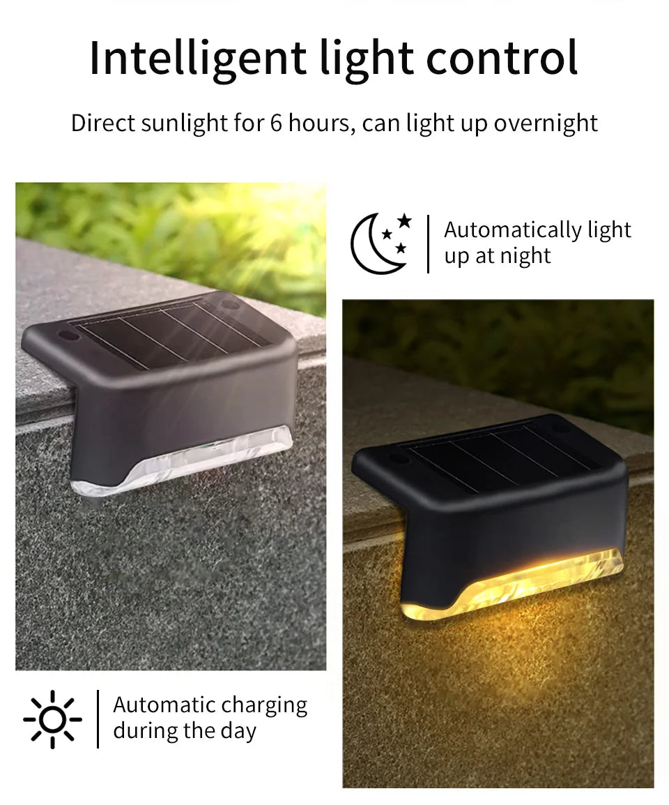 Solar Stairs Light Outdoor Waterproof Solar Powered Garden Lamps for Railing Deck Step Yard Patio Pathway Fence Light