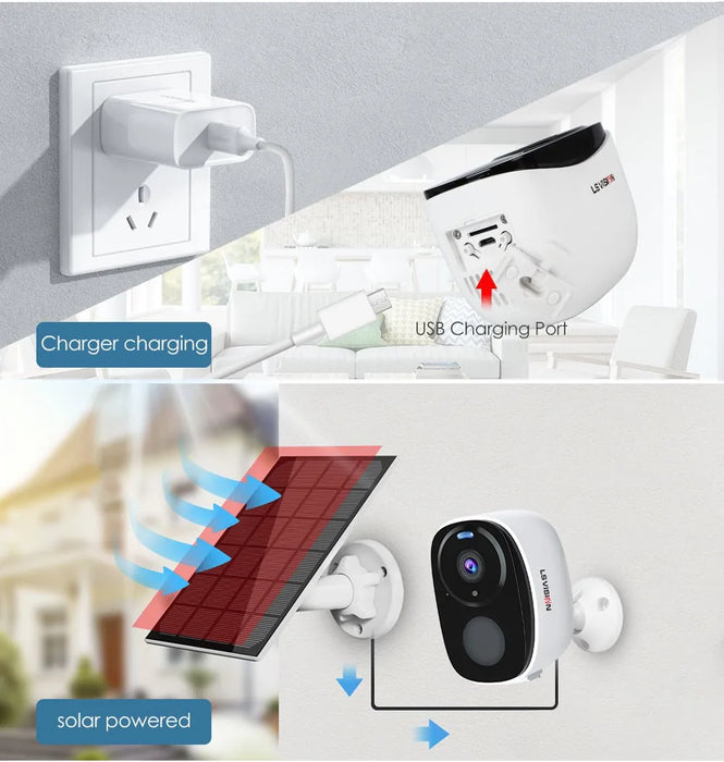 LS VISION Solar Security Cameras Wireless Outdoor 5MP UHD Battery Power WiFi Surveillance Color Night 2-Way Audio Motion Detect
