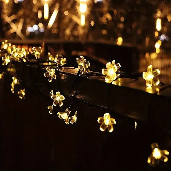 2025 Solar Flower String Lights 200LEDS Waterproof Solar Powered Fairy Lights 8 Modes Decorative Lights for Patio Fence Wedding