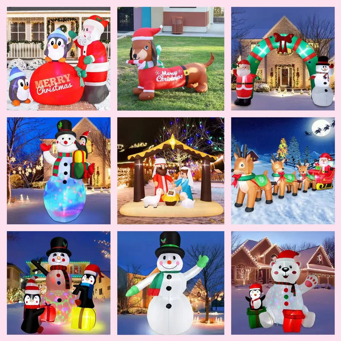 Christmas Solar Term Model Balloon,Glow Inflatable Sitting Santa Claus Snowman,Courtyard Door Shopping Mall Decoration Props