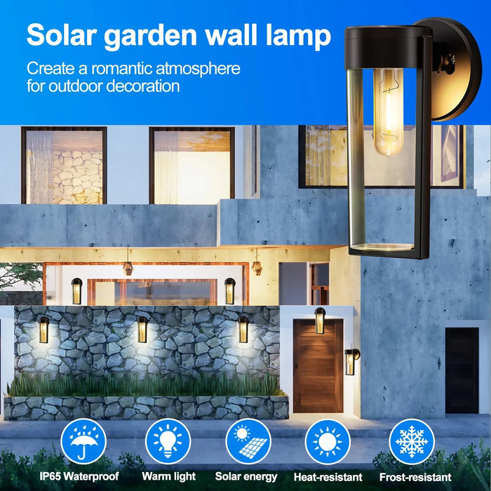 LED Solar Wall Mount Light Outdoor Solar Powered Auto On/Off Waterproof Garden Decoration Yard Post Porch Fence Lawn Lights