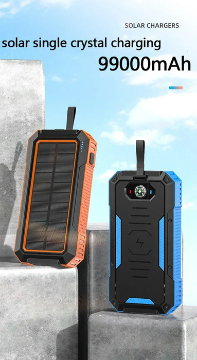 Solar panels Power bank Wireless charging solar phone charger 99000mAh with Camping Lamp Mobile Phone Charger USB Power bank