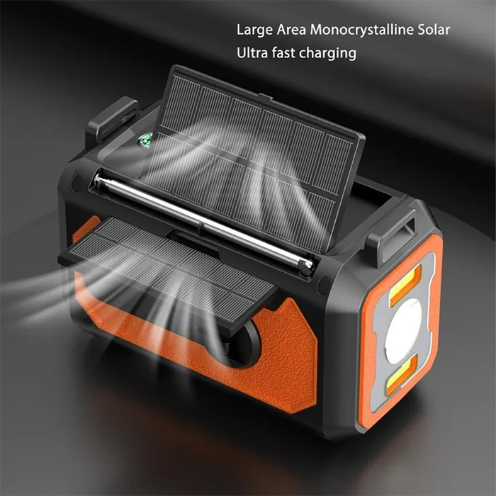 Hand Cranked Solar Powered Portable AM/FM/NOAA Weather Radio 12000mAh With LED Flashlight Portable Power Bank Outdoor Radio