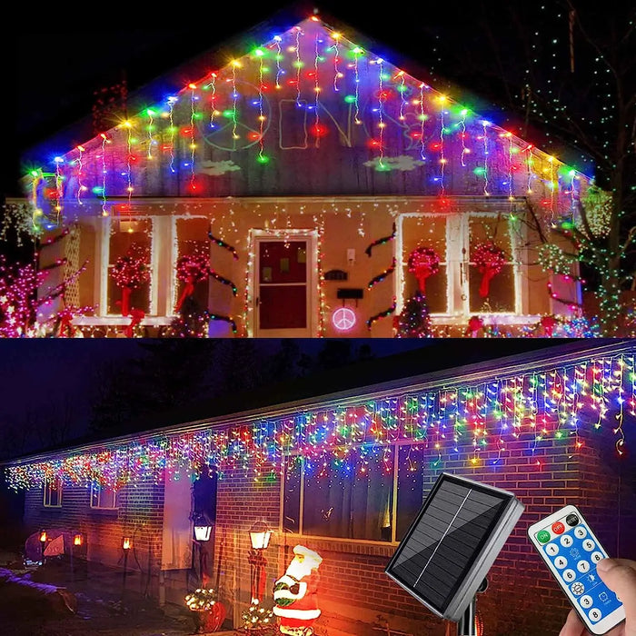 Solar Outdoor Light Garland Christmas Decorations 2023 Street Garland 8 Modes Festoon Led Light String with Remote Control