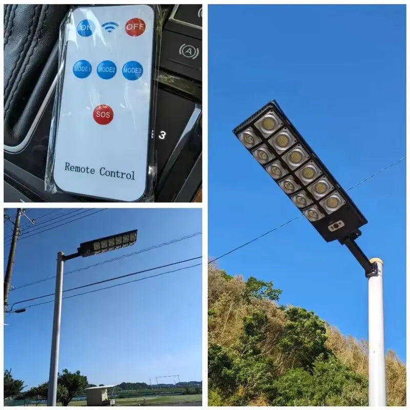NEW Outdoor Solar LED Lights Waterproof 8000 Lm Super Bright Wall Lamp With Motion Sensor Remote Control Garden Street Light