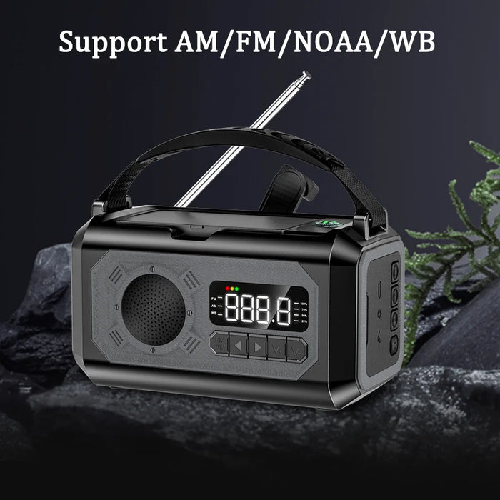 AM/FM/NOAA Solar Hand Crank Radio 12000mAh Emergency Radio Reading Lamp Flashlight SOS Alarm Power Bank Speaker רדיו ופנס חירום