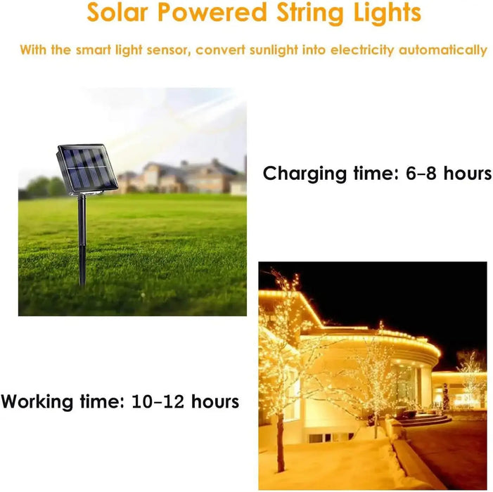 Solar LED Fairy String Lights Outdoor Waterproof 7m/12m/22m/32m 8 Modes Street Garland for Party Wedding Christmas Decoration