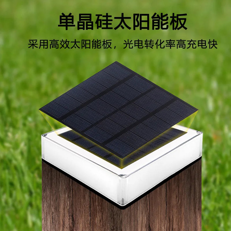 2025 Solar Energy Square Column Lamps IP68 Outdoor Door Wall Light Garden Column Light RGB Gradient Courtyard Lamp HOT