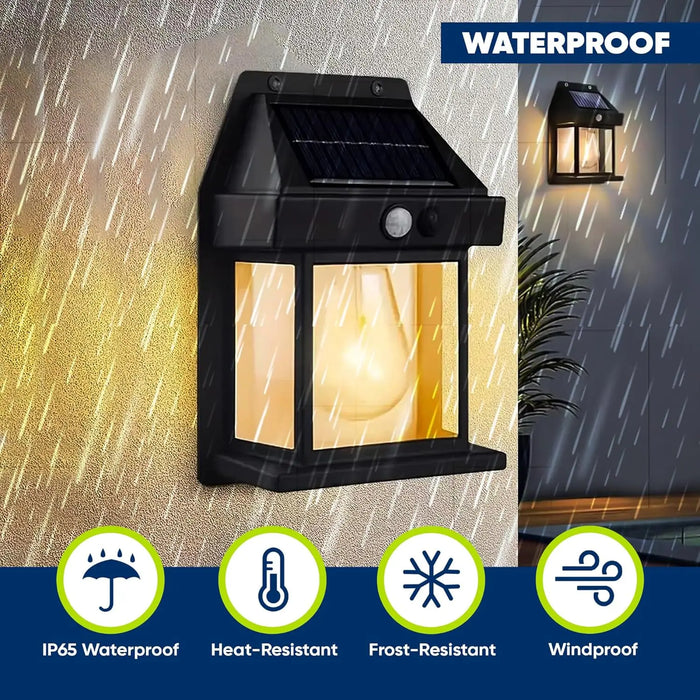 Solar Lantern Wall Light with 3 Modes of Dusk To Dawn Motion Sensing Light IP65 Waterproof Suitable for House Porch Garage