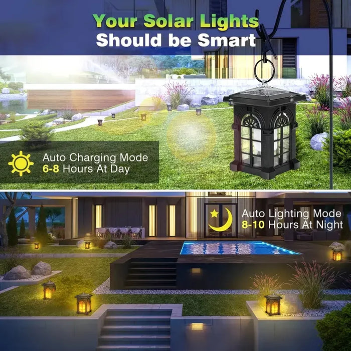 2pcs/4pcs Mini Solar Lantern, Solar Outdoor Lights With Flickering Flame Outdoor Lighting Halloween Decorations, Mini Solar Powe