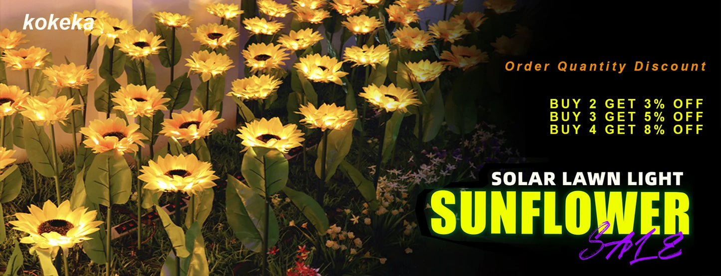 Solar Sunflowers Outside Garden Lawn Light IP65 Waterproof Solar Flowers Pathway Light for Patio Yard Wedding Holiday Decoration