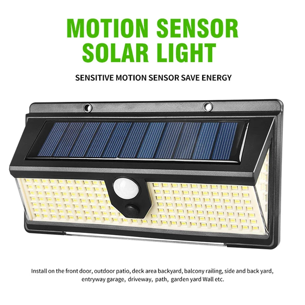 1PC Solar Wall Lights 190LED Outdoor Solar Wall Lamp PIR Motion Sensor Solar Decor Street Lamp IP65 Waterproof Garden Wall Light