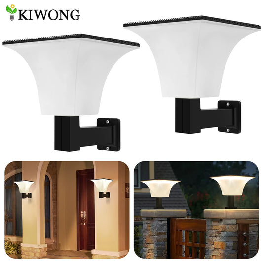 Solar Lights Outdoor 4 Modes Post Cap Wall Mounted Solar Lamp for Garden Yard Waterproof Solar Powered Pathway Lighting 80leds