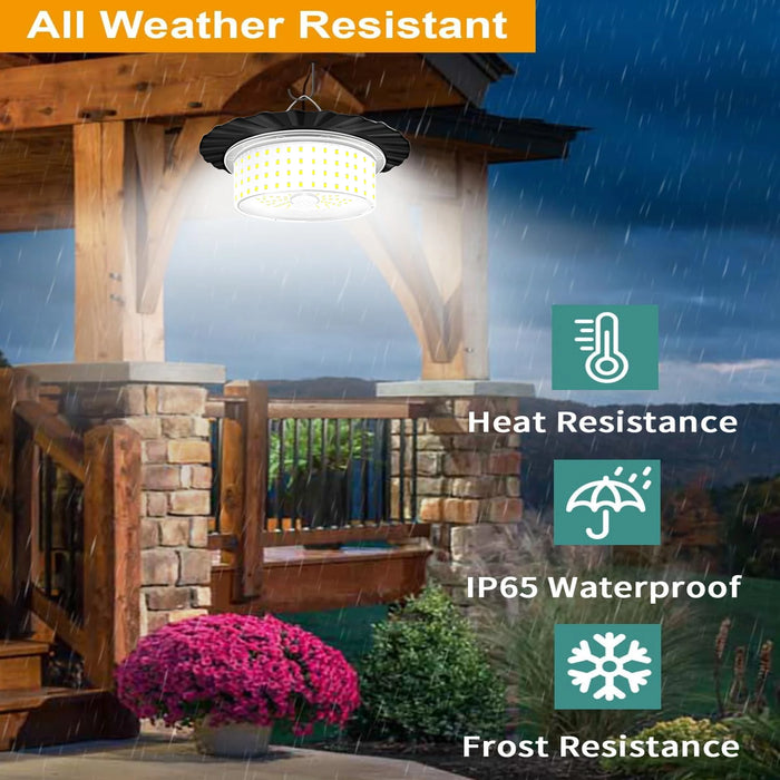 Solar Shed Lights with Motion Sensor Indoor Outdoor IP65 Waterproof LED Solar Pendant Light 5 Modes Lighting 3M Cord Spotlights