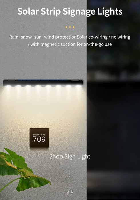 Solar Sign Light Outdoor LED Wall Lamp Address Light Dusk to Dawn Sunlight for Billboard Mailbox House Number Porch Fence Garden