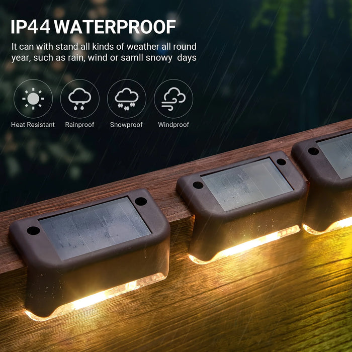 1~24PCs Solar Deck Lights Outdoor Waterproof LED Garden Step Light Stair Decorative Fence Lighting Patio Stairs Railing Pathway