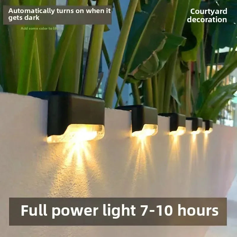 Solar Powered Step Lights Outdoor Fence Lights Waterproof Staircase Step Lights Courtyard Railings Balcony Decorative Wall Light