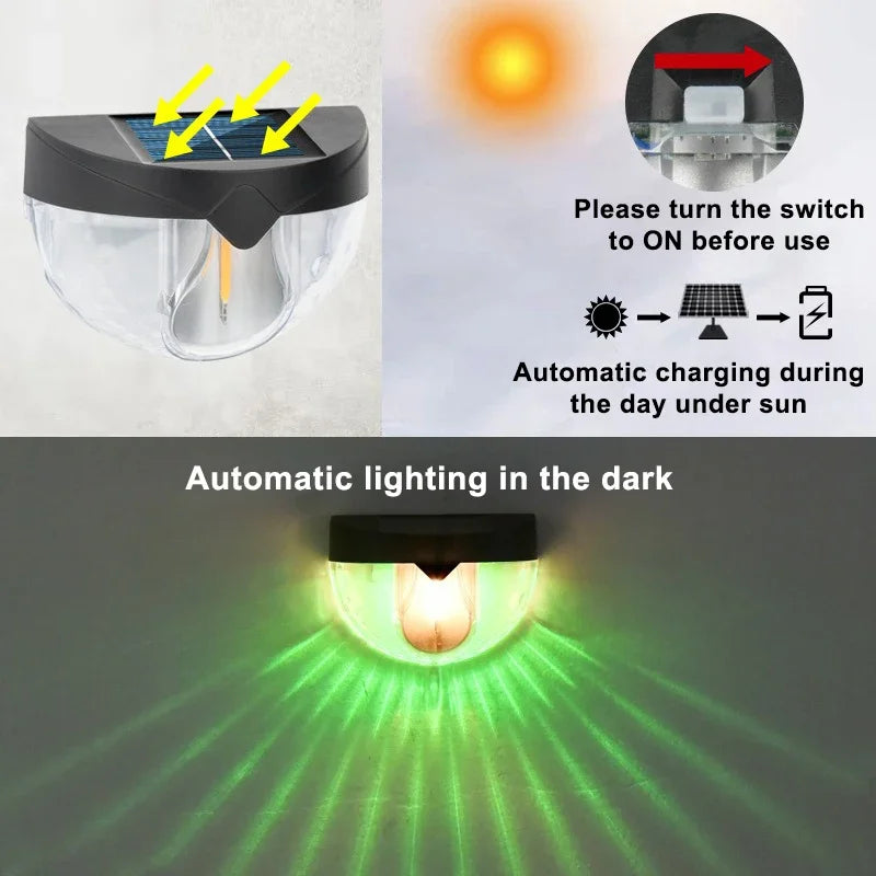 1Pcs Solar Fence Light LED Semicircular Wall Light Waterproof Outdoor Lighting Garden Decoration Path Porch Yard Garden Fence
