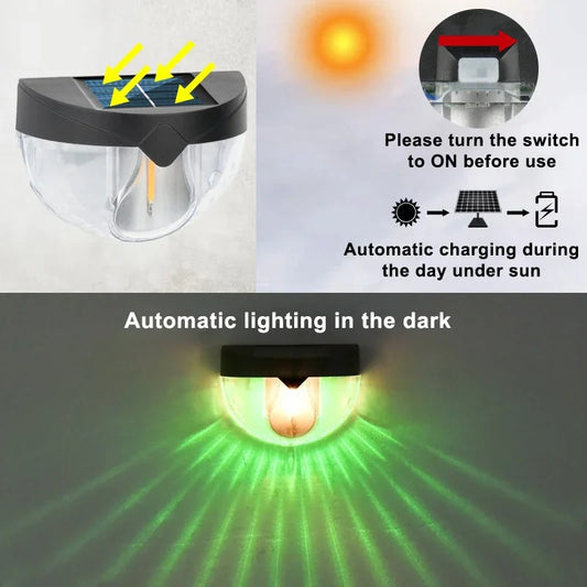 1Pcs Solar Fence Light LED Semicircular Wall Light Waterproof Outdoor Lighting Garden Decoration Path Porch Yard Garden Fence