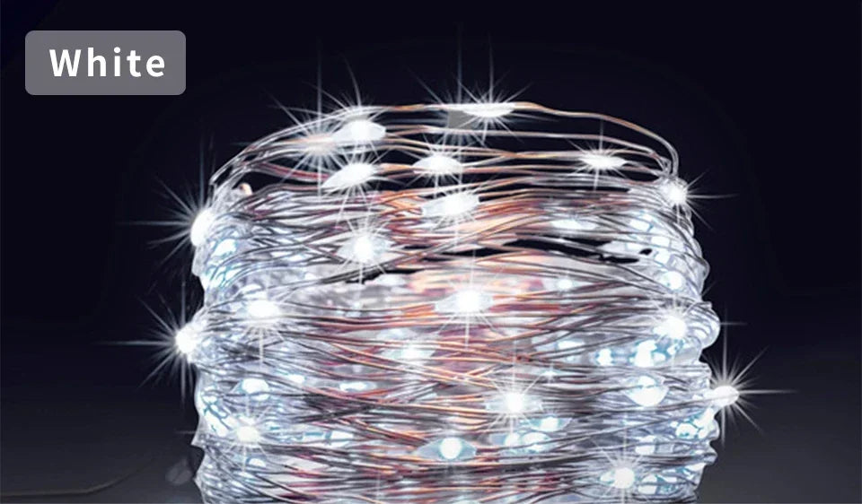 Solar String Fairy LED Lights Christmas Lights Waterproof Outdoor Garland Solar Power Lamp Christmas for Garden Decoration.