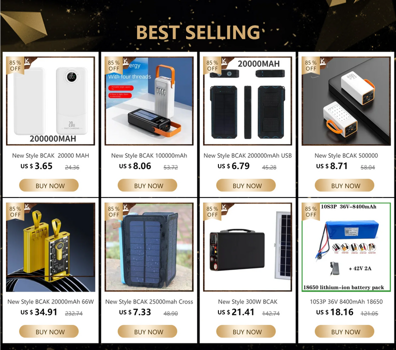 Hot New Style 200000mAh  Large Capacity Solar Power Bank New Portable With Lanyard Compass External Battery Outdoor Camping Char