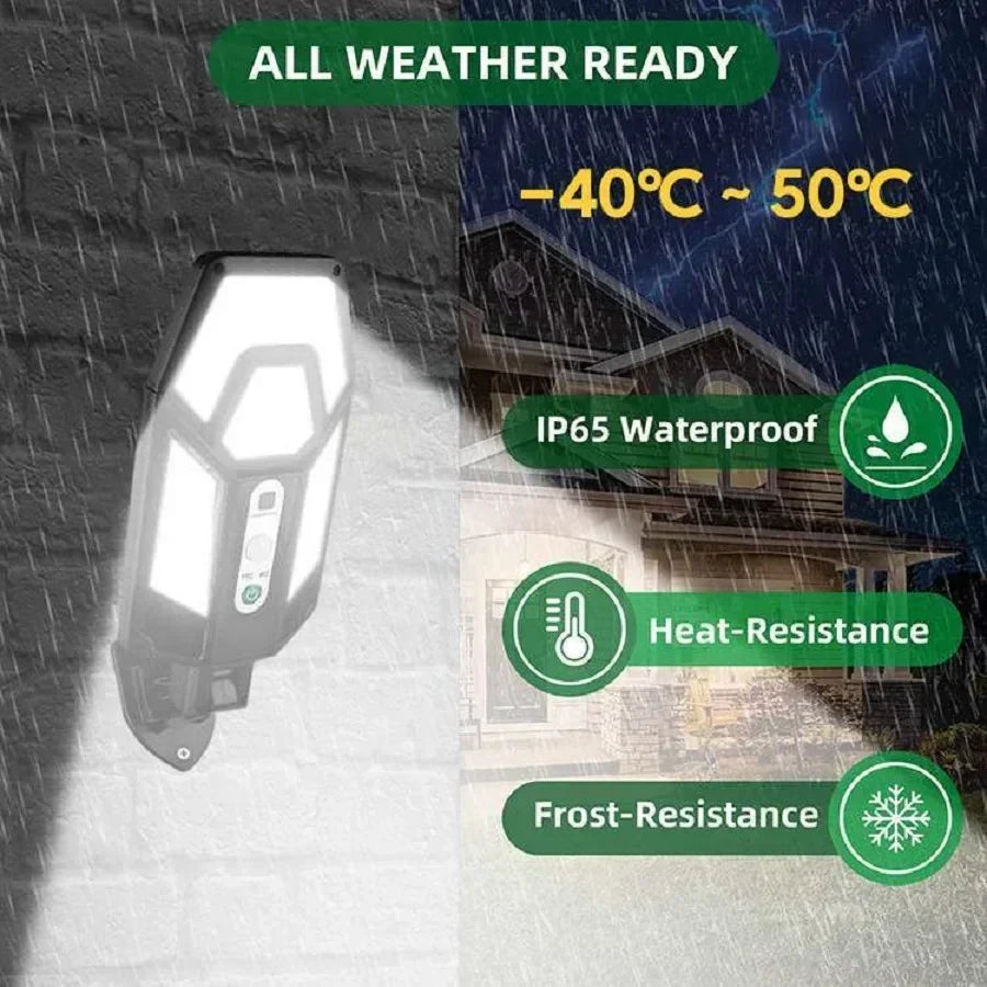 LED Solar Street Light Outdoor Waterproof Motion Sensor Remote Control Lights 3 Mode Courtyard Porch Decorative Wall Lamp