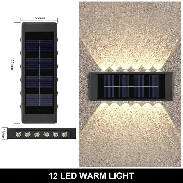 Solar Outdoor Wall Light 2-12 LED Waterproof Garden Light Balustrade Decorative Atmosphere Lamp Down Luminous Solar Lamp