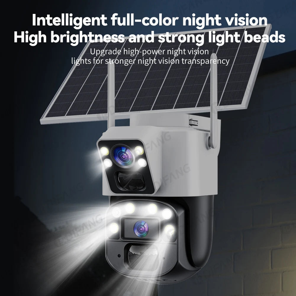Yoosee Solar Camera 4G Sim Card CCTV Wireless 4G Solar CCTV Dual Lens Dual Screen Auto Tracking External 4G Sim Security Camera