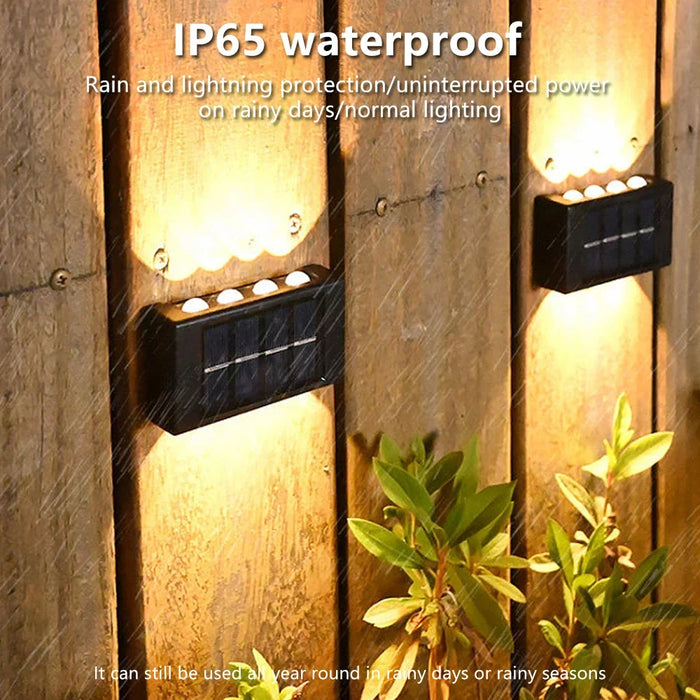 4/6/8/10LED Solar Wall Lamp Outdoor Waterproof Up and Down Luminous Lighting for Garden Fence Decoration Sunlight Light