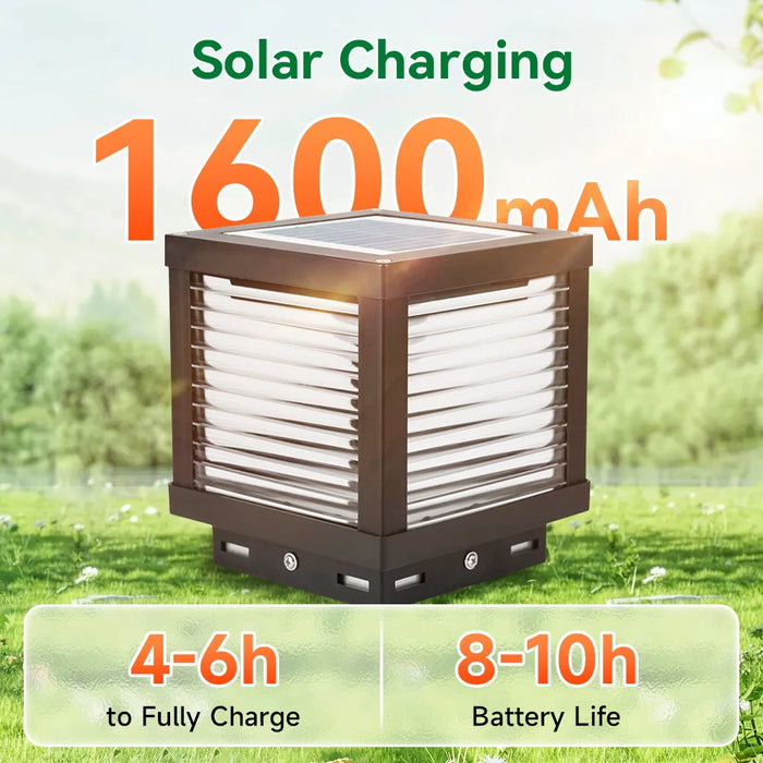 LED Solar Pillar Lights Replaceable Bulb Outdoor Solar Garden Lamps Connect Electricity Sunlight for Fence Pathway Outdoor Decor