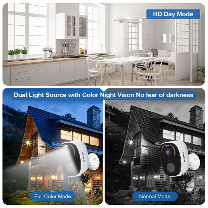 LS VISION Solar Security Cameras Wireless Outdoor 5MP UHD Battery Power WiFi Surveillance Color Night 2-Way Audio Motion Detect