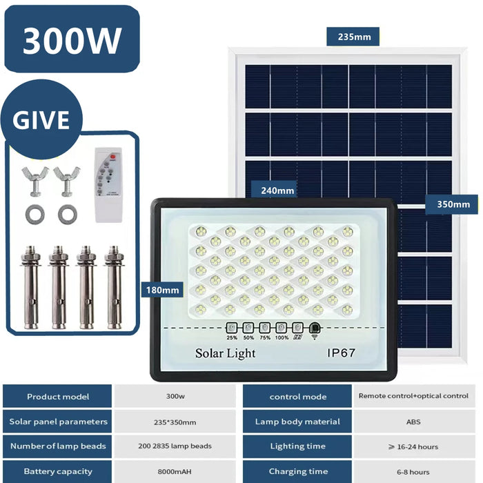Super bright solar light LED solar floodlight 100w 200w 300w 400w IP67 high waterproof outdoor floodlight LED courtyard light