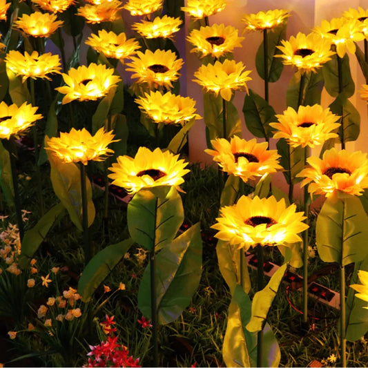 Solar Lights Outdoor Simulated Sunflower Fairy LED Lawn Lamp Garden Courtyard Ground Light Wedding Christmas Home Decoration