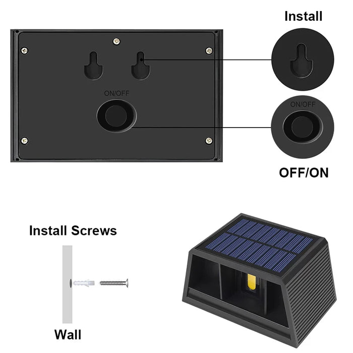 Solar Wall Lamp Outdoor Waterproof Solar Powered Light UP and Down Illuminate Home Garden Yard Decoration Outside Sunlights