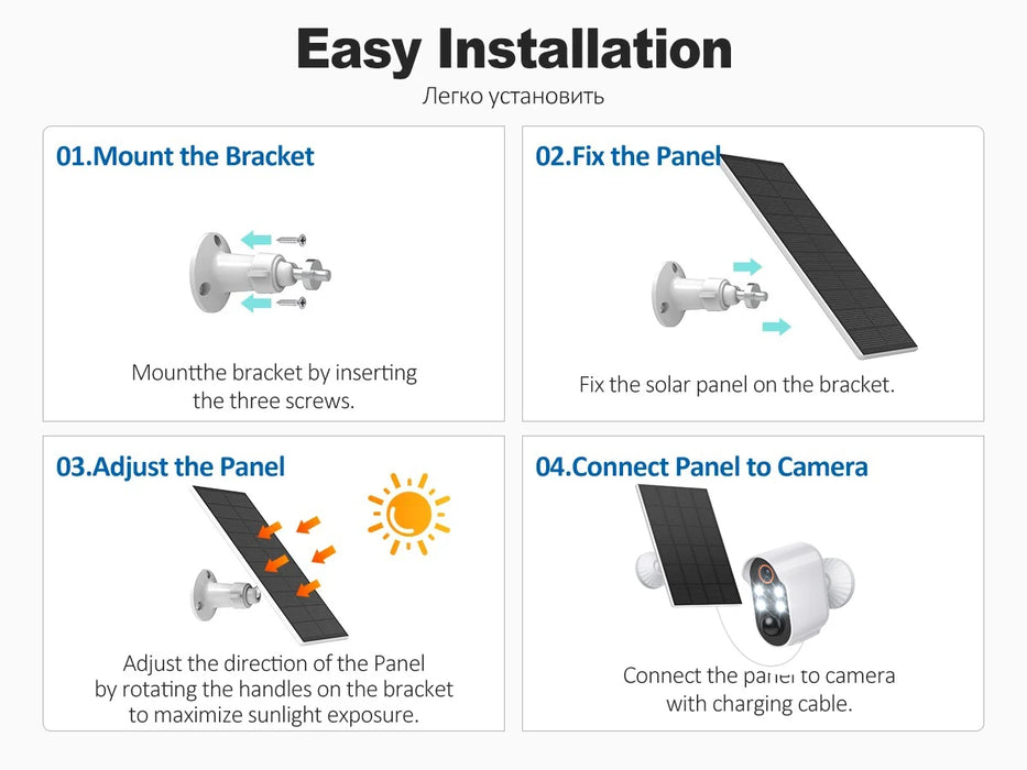 Solar WIFI IP Camera WiFi PTZ Camera 2MP HD Outdoor Wireless Solar IP Camera 1080P Video Surveillance Camera Long Time Standby